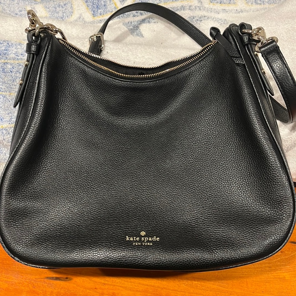 Kate spade large black leather purse. Like new.